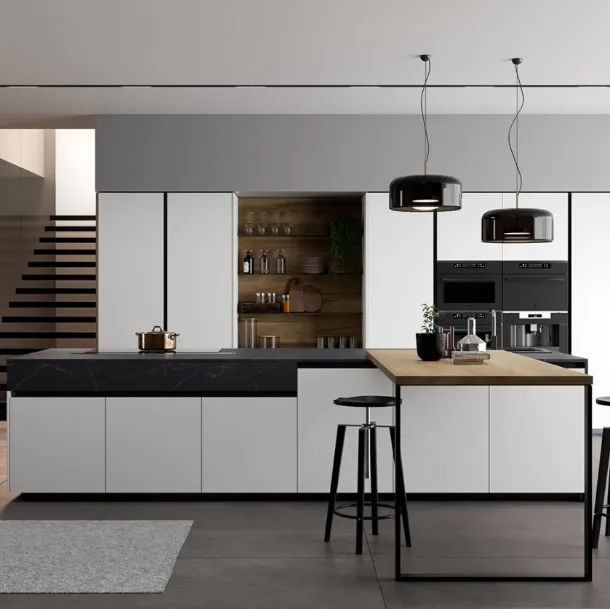 Cucina Moderna con penisola Glass 2 0 di Arredo3