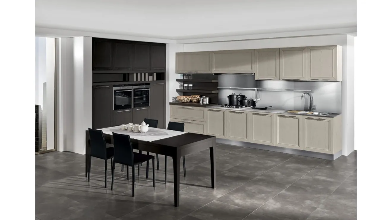 Cucina Moderna lineare Itaca in Frassino massello decapè e laccato a poro aperto di Arredo3