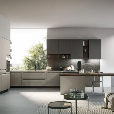 Cucina Moderna in Pet e laminato con penisola Tekna 05 di Arredo3